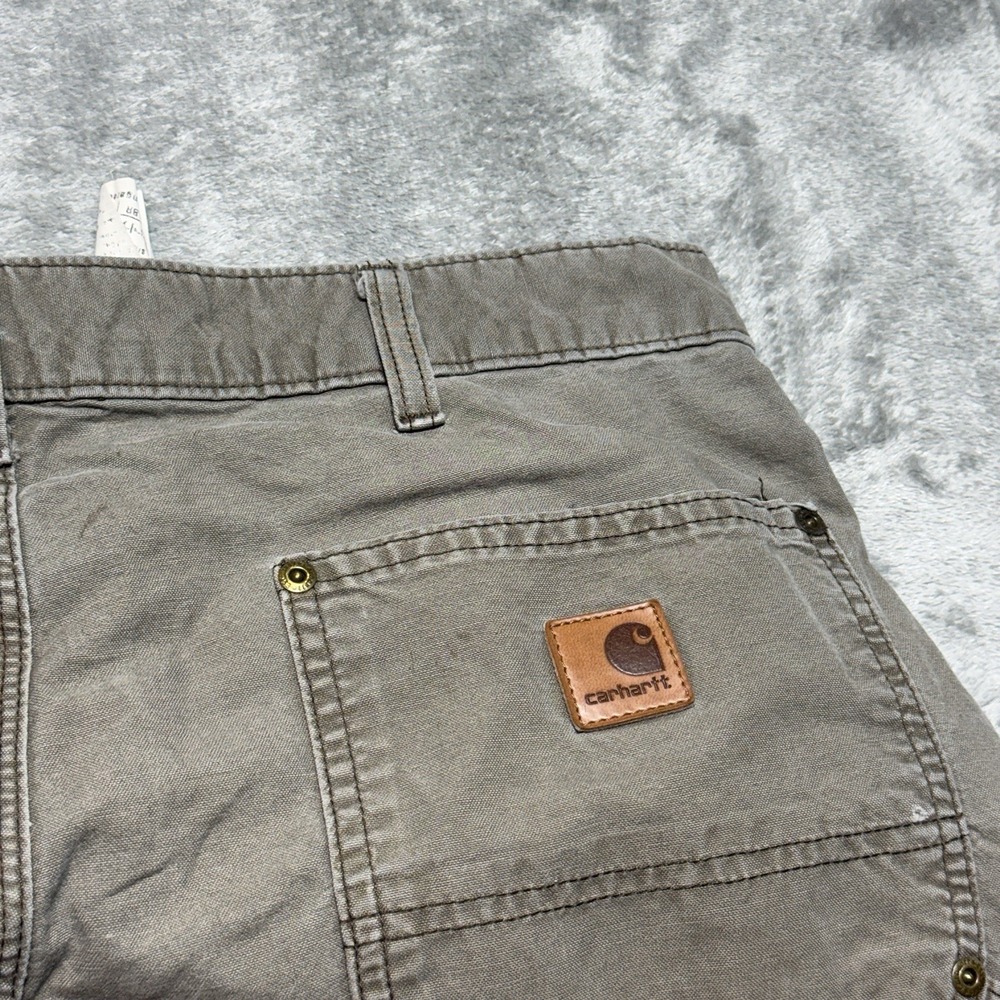 Carhartt B195 LBR Double Knee Canvas Carpenter Work Pants Brown Distressed 36x35 - Picture 8 of 16